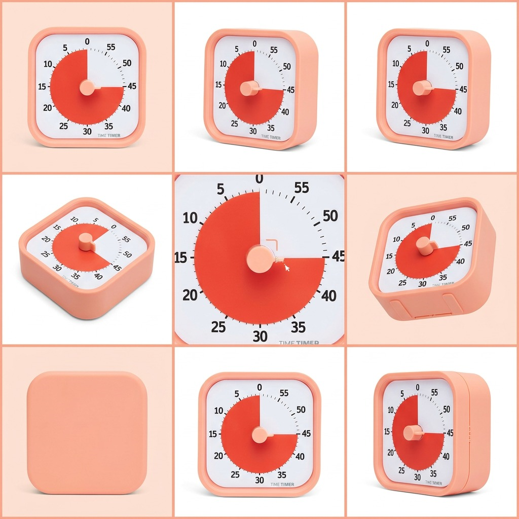 A visual matrix showing the Dreamsicle Orange Time Timer MOD (MPN: 4225200) from multiple clean angles for Product Detail.