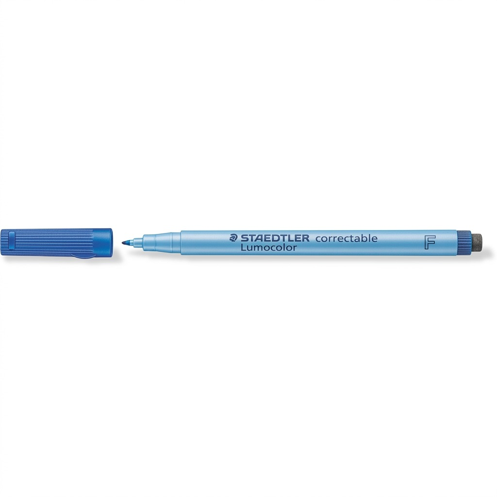 STAEDTLER Lumocolor – Marqueur bleu correctible à pointe fine, réf. 305-F-3-03 — vue du produit sur fond clair