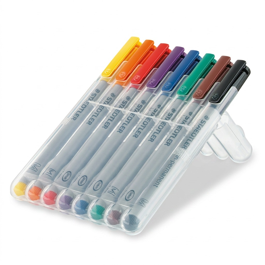 STAEDTLER Lumocolor – 8 marqueurs effaçables moyen, réf. 315-WP8-10 — vue du produit sur fond clair