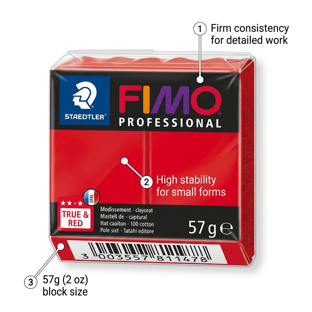 FIMO Professional – Pâte rouge pur 57 g, réf. 8040-200 — vue 6