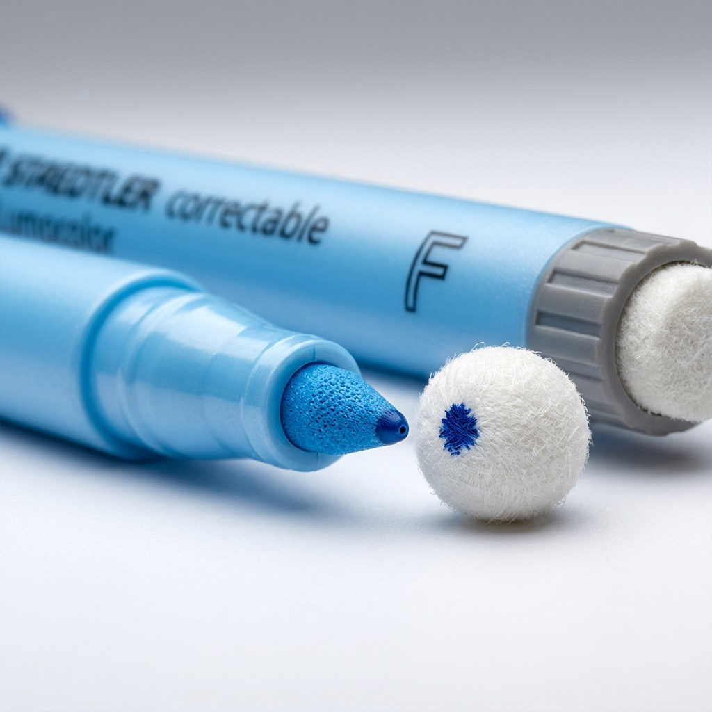 STAEDTLER Lumocolor – Marqueur bleu correctible à pointe fine, réf. 305-F-3-03 — gros plan des détails