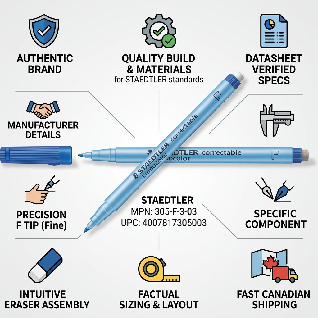 STAEDTLER Lumocolor – Marqueur bleu correctible à pointe fine, réf. 305-F-3-03 — vue du produit 8