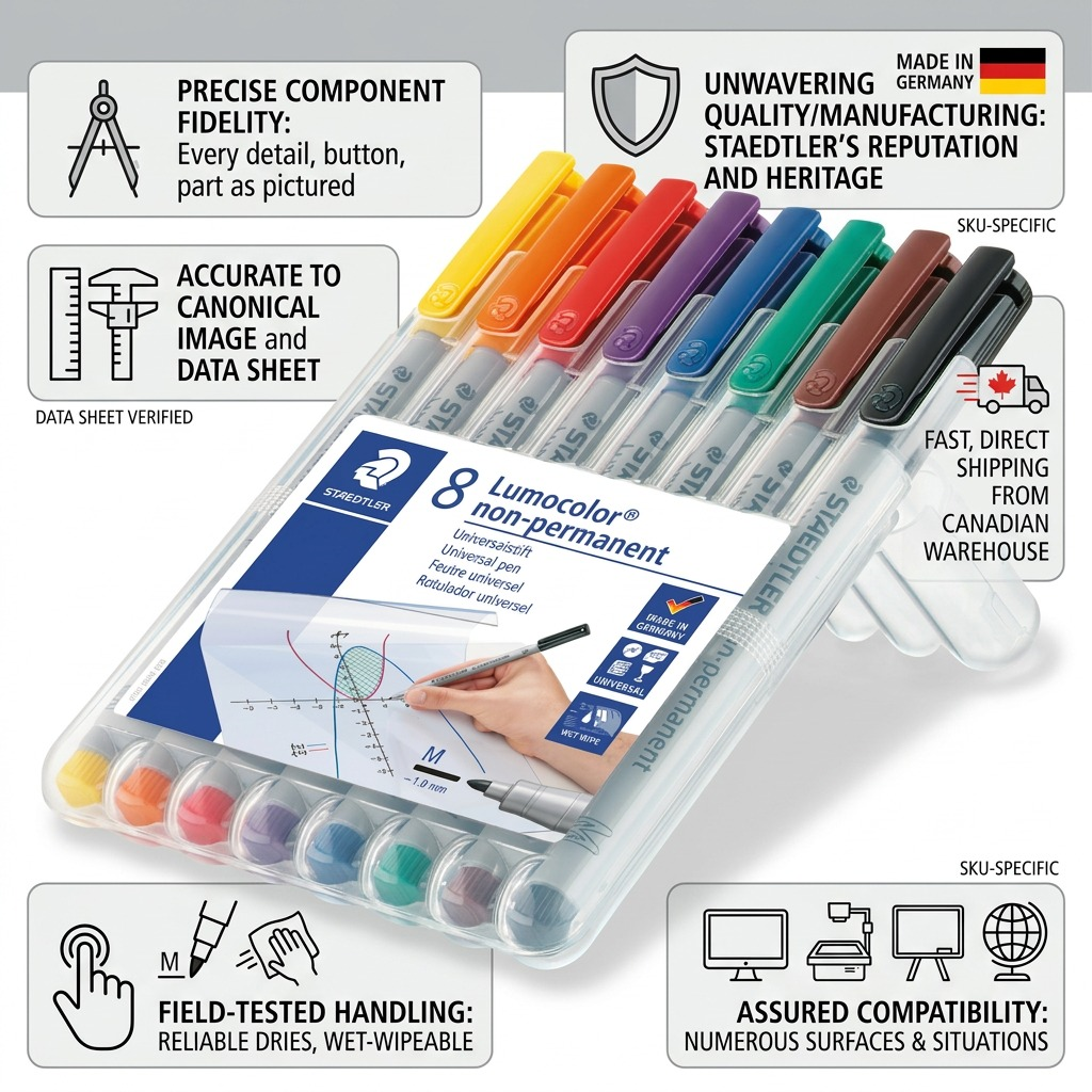 STAEDTLER Lumocolor – 8 marqueurs effaçables moyen, réf. 315-WP8-10 — vue du produit 8