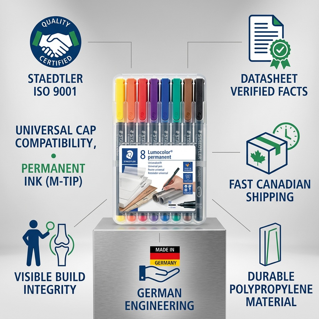 STAEDTLER Lumocolor – 8 marqueurs permanents moyen, réf. 317-WP8-10 — vue du produit 8