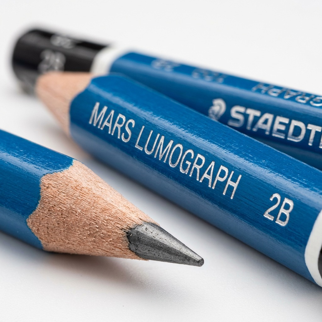 STAEDTLER Mars Lumograph – Crayon graphite 2B, réf. 100-2B-M — gros plan des détails