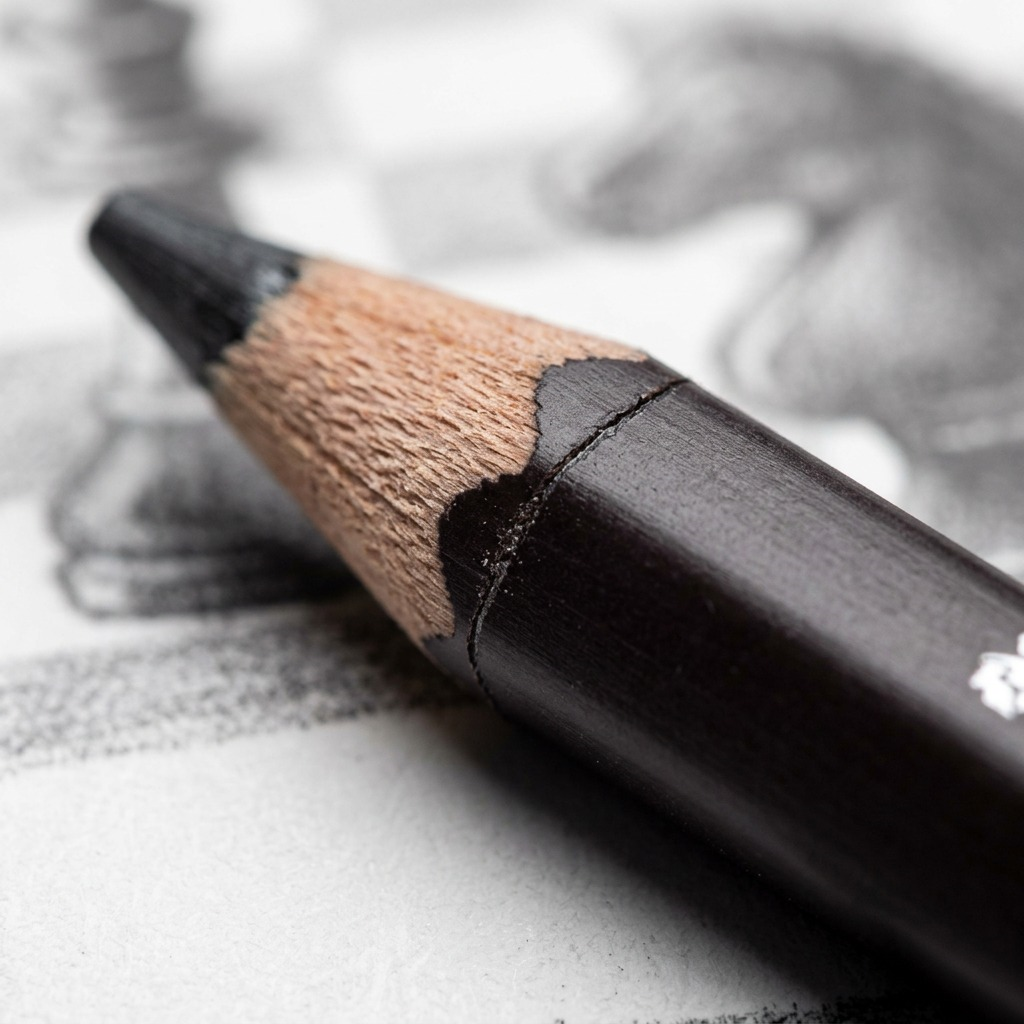 STAEDTLER Mars Lumograph – 6 crayons graphite noirs, réf. 100B-G6 — gros plan des détails