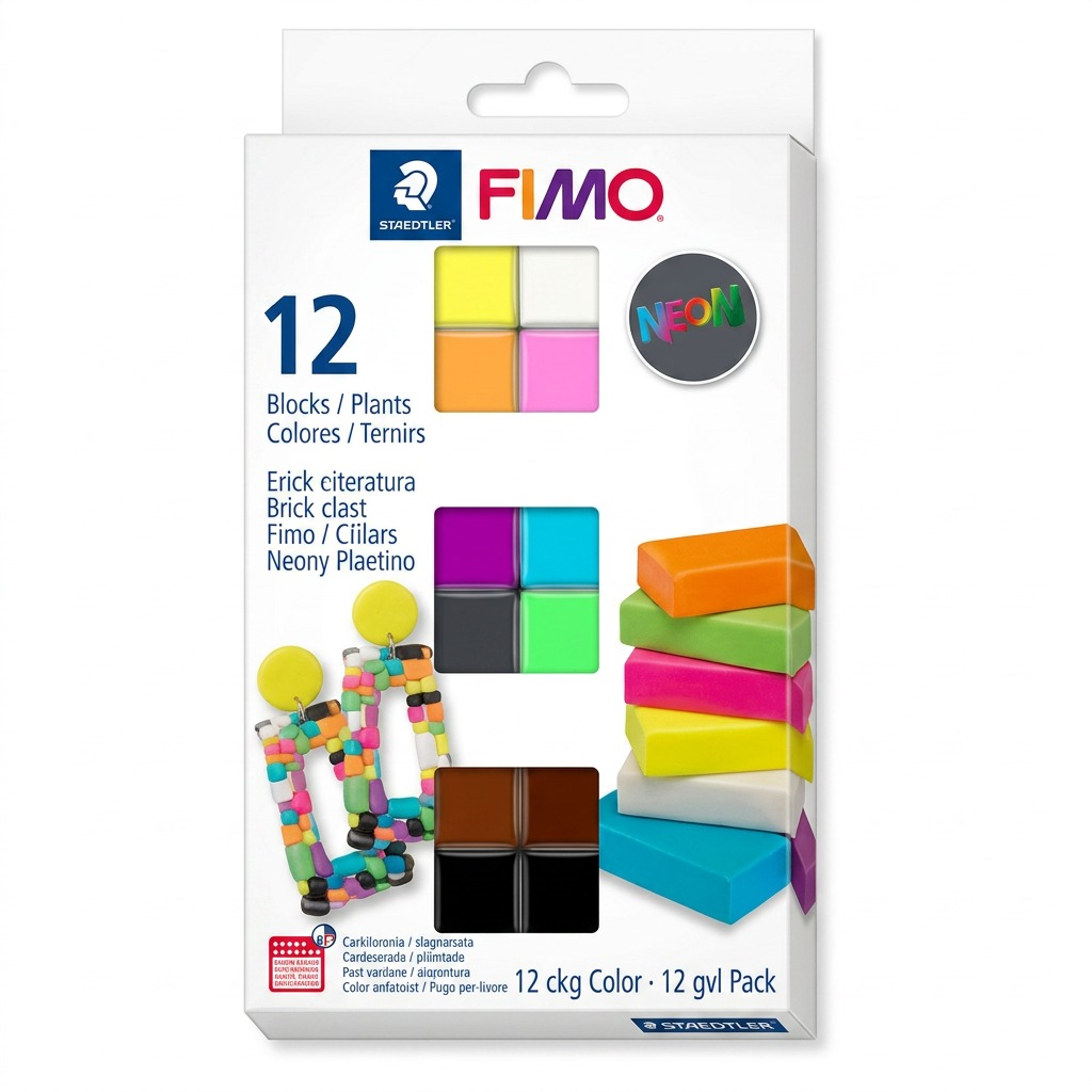FIMO Effect Neon – Lot de 12 couleurs, réf. 8013-C12-3 — vue du produit sur fond clair