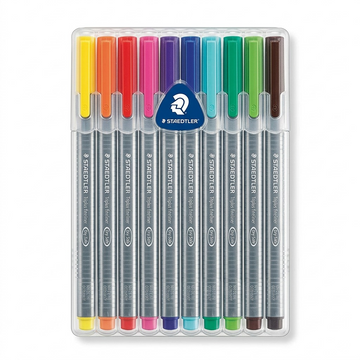 STAEDTLER triplus fineliner – Lot de 10 fineliners 0,3 mm, réf. 334-SB10A610 — vue sur fond clair