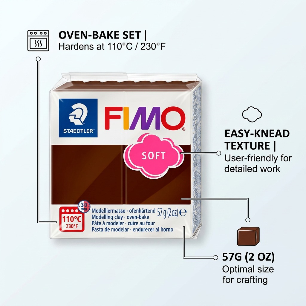 FIMO Soft – Pâte chocolat 57 g, réf. 8020-75 — détail du produit