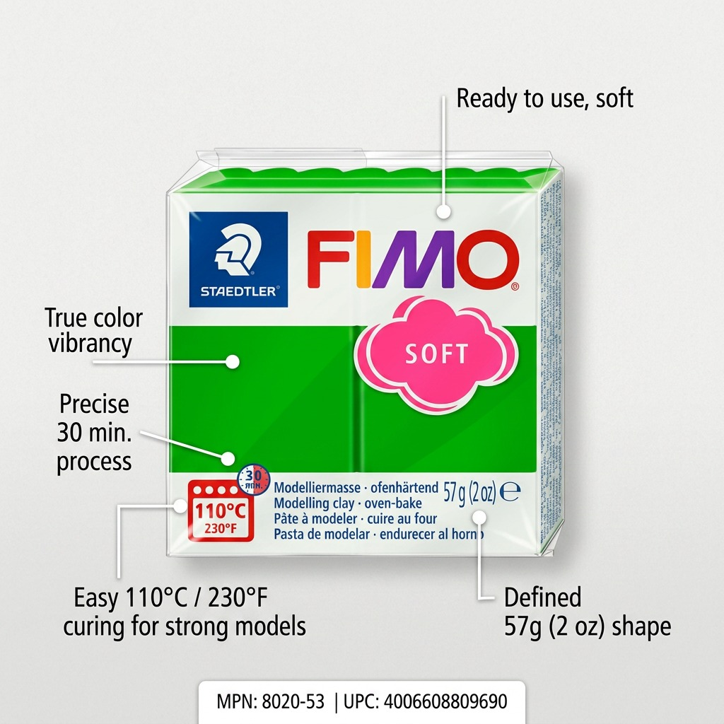 FIMO Soft – Pâte vert tropical 57 g, réf. 8020-53 — vue 6