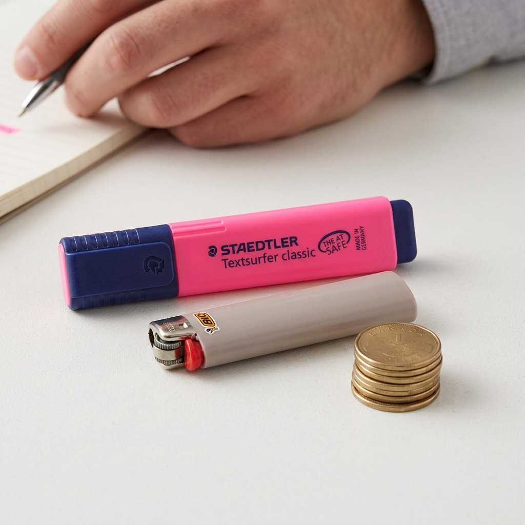 High-resolution hero shot of a fluorescent pink STAEDTLER Textsurfer highlighter on a white background.