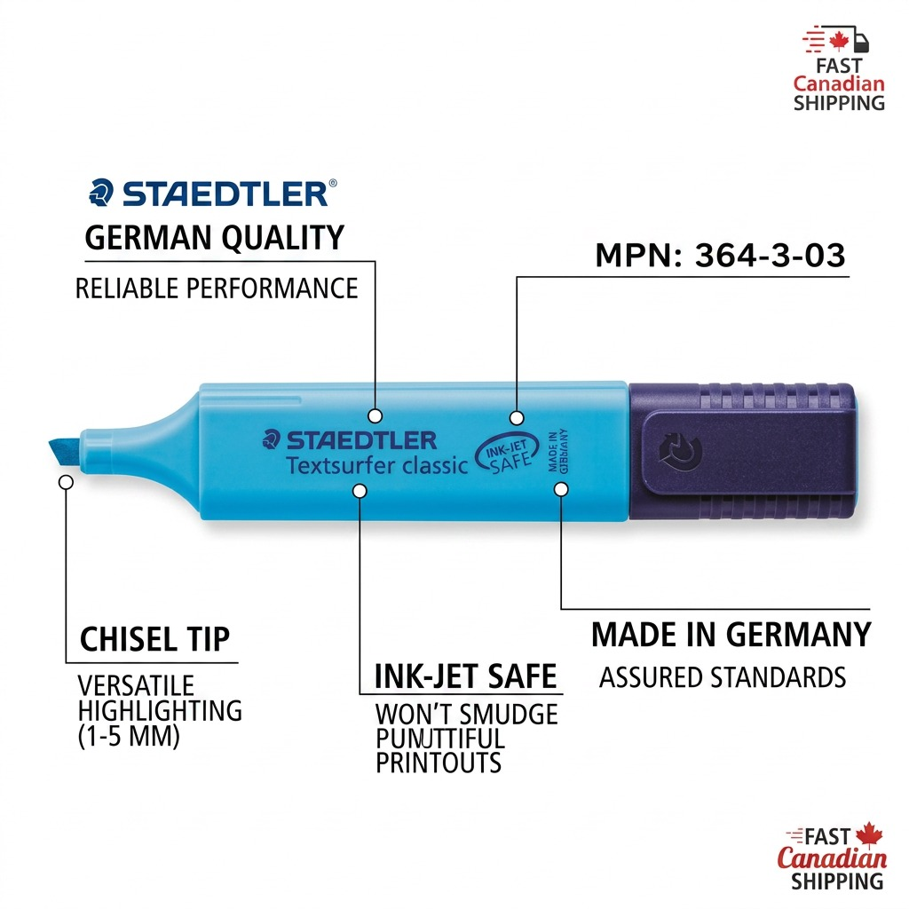 STAEDTLER Textsurfer classic – Surligneur fluorescent bleu, référence 364-3-03 — présentation des caractéristiques