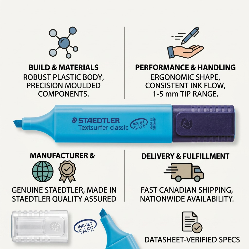 STAEDTLER Textsurfer classic – Surligneur fluorescent bleu, référence 364-3-03 — présentation des caractéristiques