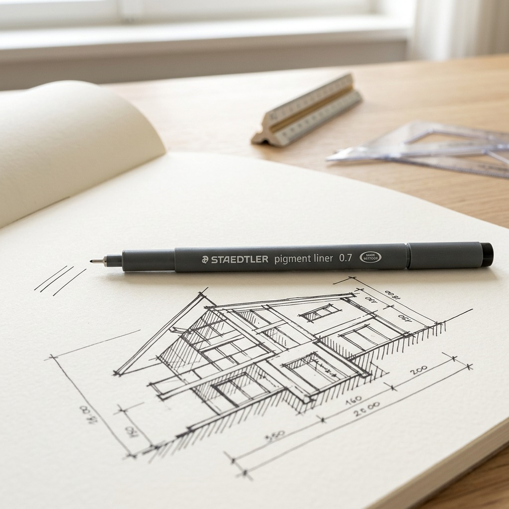 STAEDTLER Pigment Liner – Fineliner noir 0,7 mm, réf. 308-07-9M — gros plan des détails