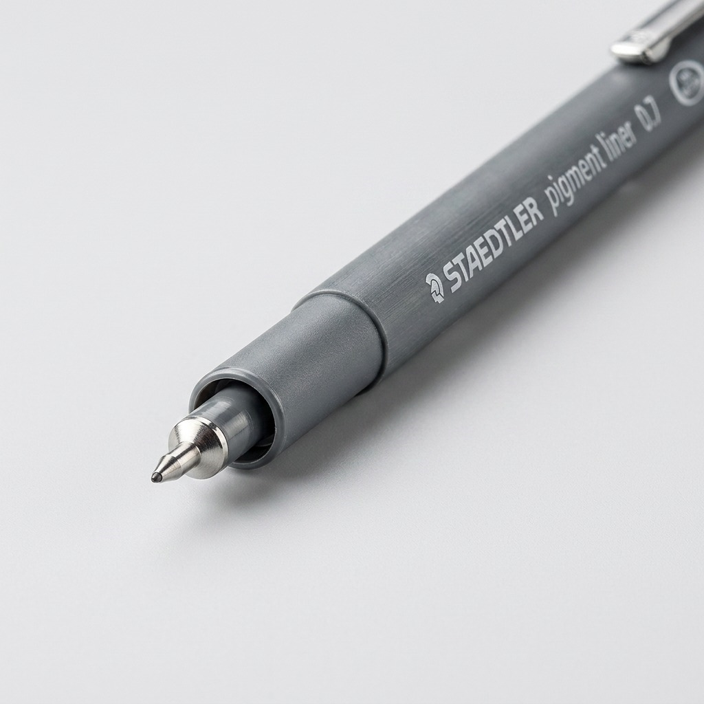 STAEDTLER Pigment Liner – Fineliner noir 0,7 mm, réf. 308-07-9M — gros plan des détails