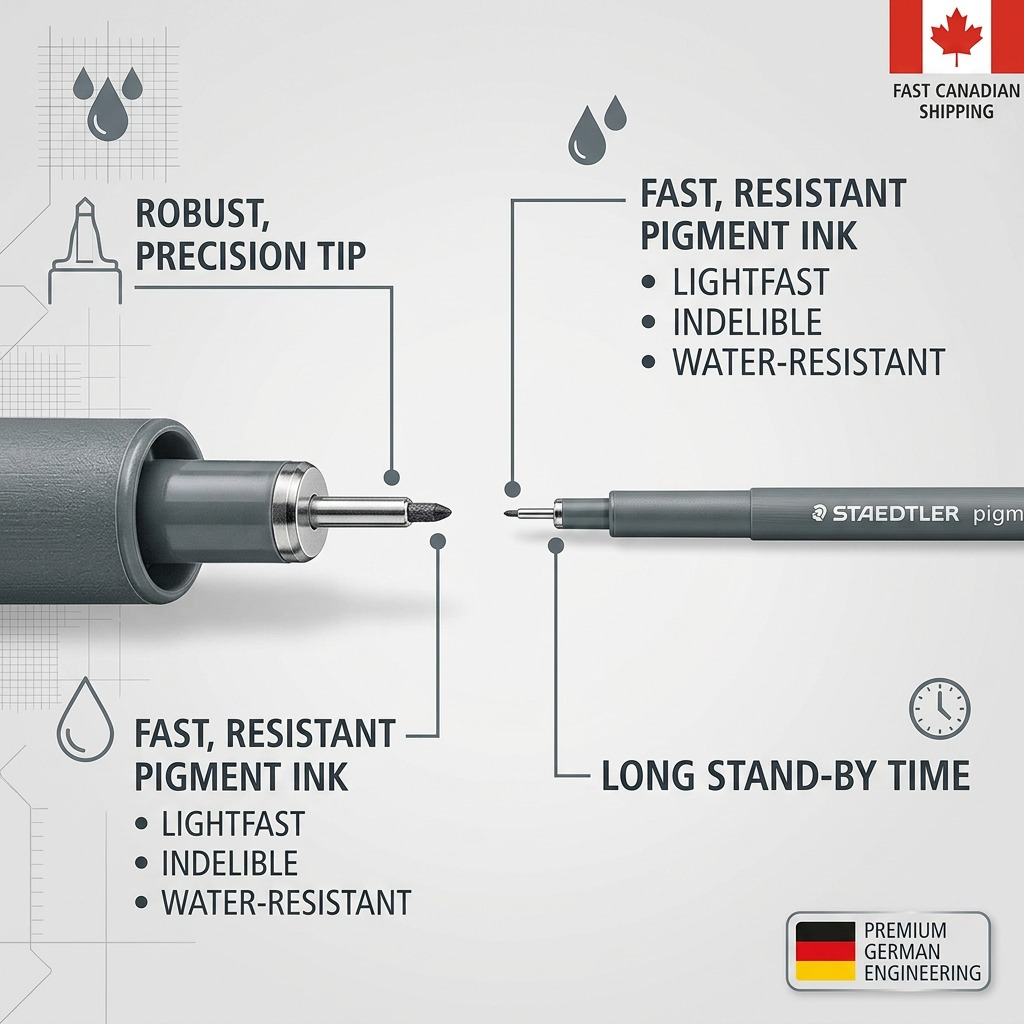 STAEDTLER Pigment Liner – Fineliner noir 0,7 mm, réf. 308-07-9M — vue du produit 6