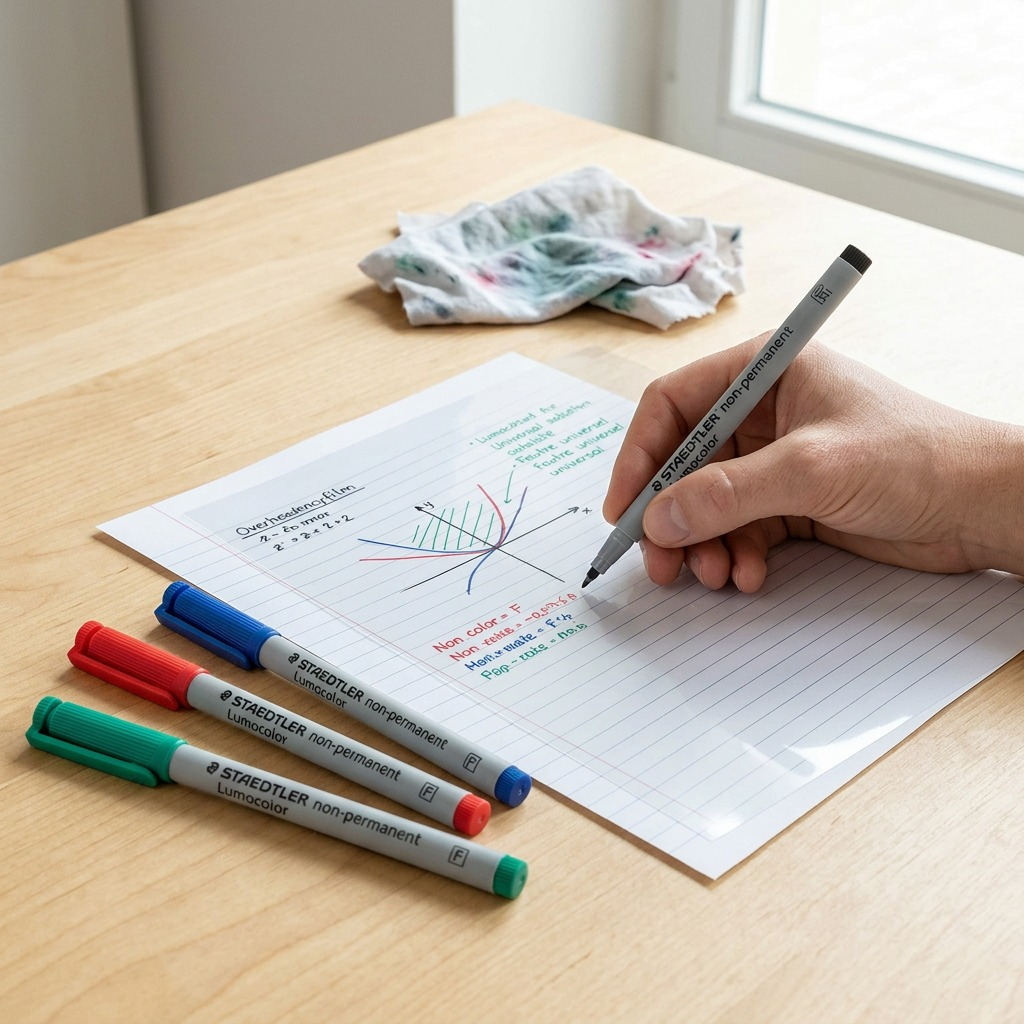STAEDTLER Lumocolor – 4 marqueurs effaçables fin, réf. 316-WP4-10 — gros plan des détails