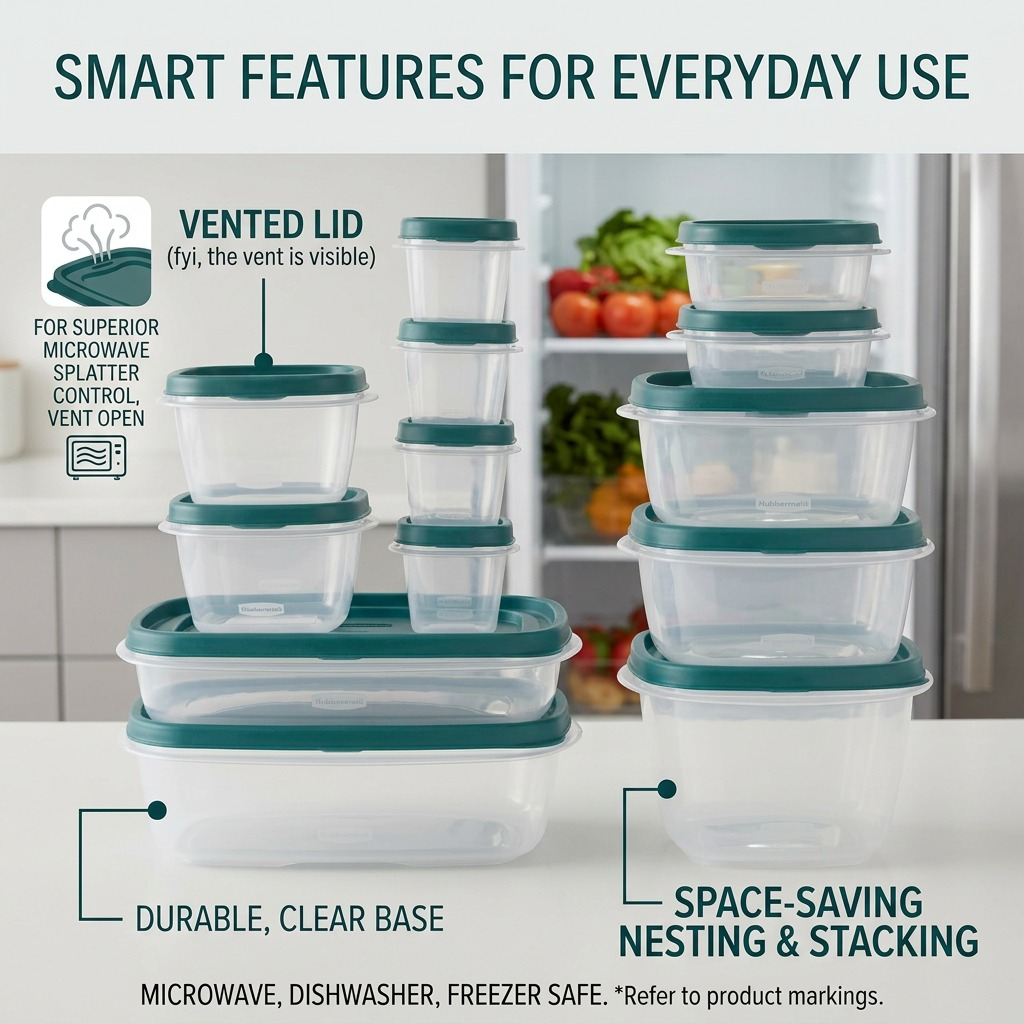 Rubbermaid EasyFindLids – Ensemble de contenants 26 pièces — présenté en situation, réf. 2210187