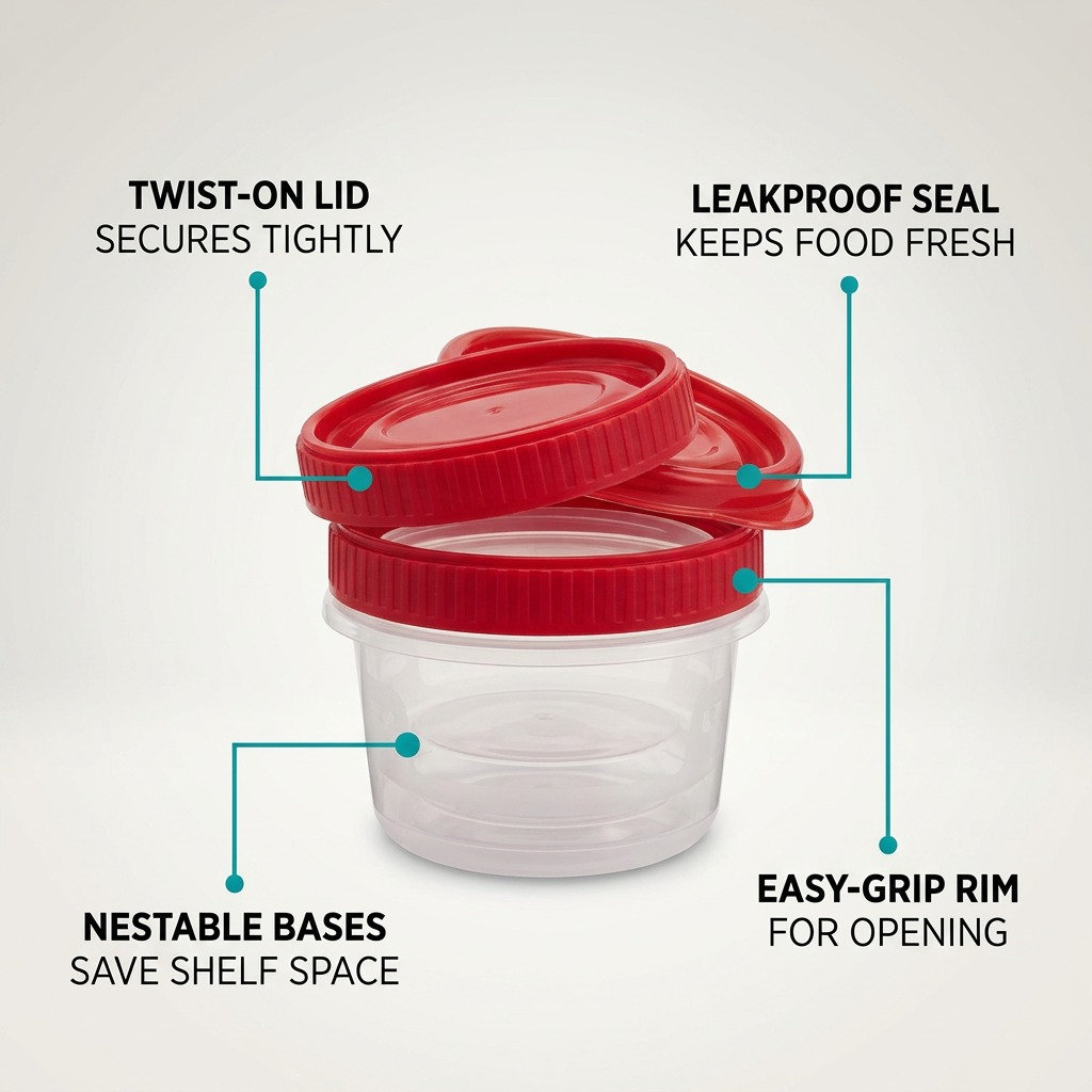 Rubbermaid TakeAlongs Twist & Seal – Contenants 496 ml (3) — vue du produit, réf. 2165291