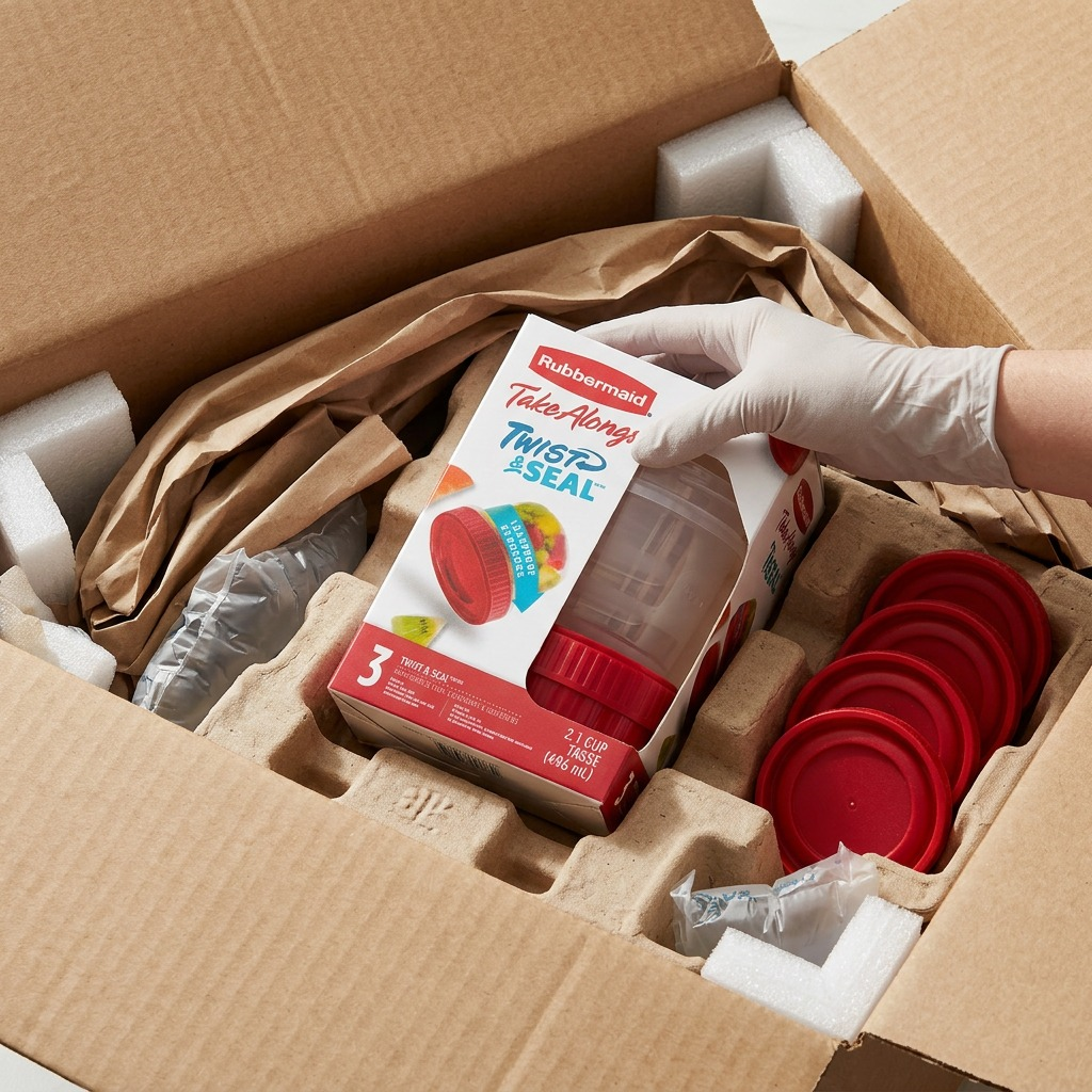 Rubbermaid TakeAlongs Twist & Seal – Contenants 496 ml (3) — gros plan sur les détails, réf. 2165291