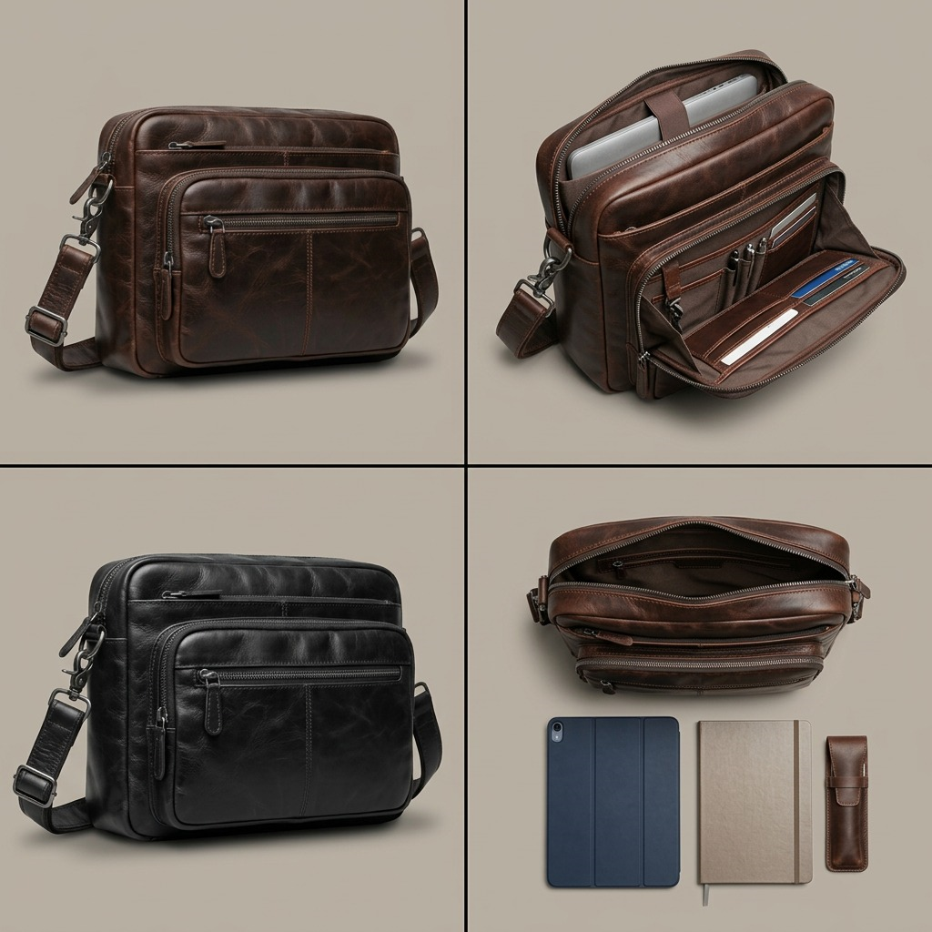Grand sac unisexe Buffalo brun avec organisateur – Mancini, référence 99-5412-BROWN