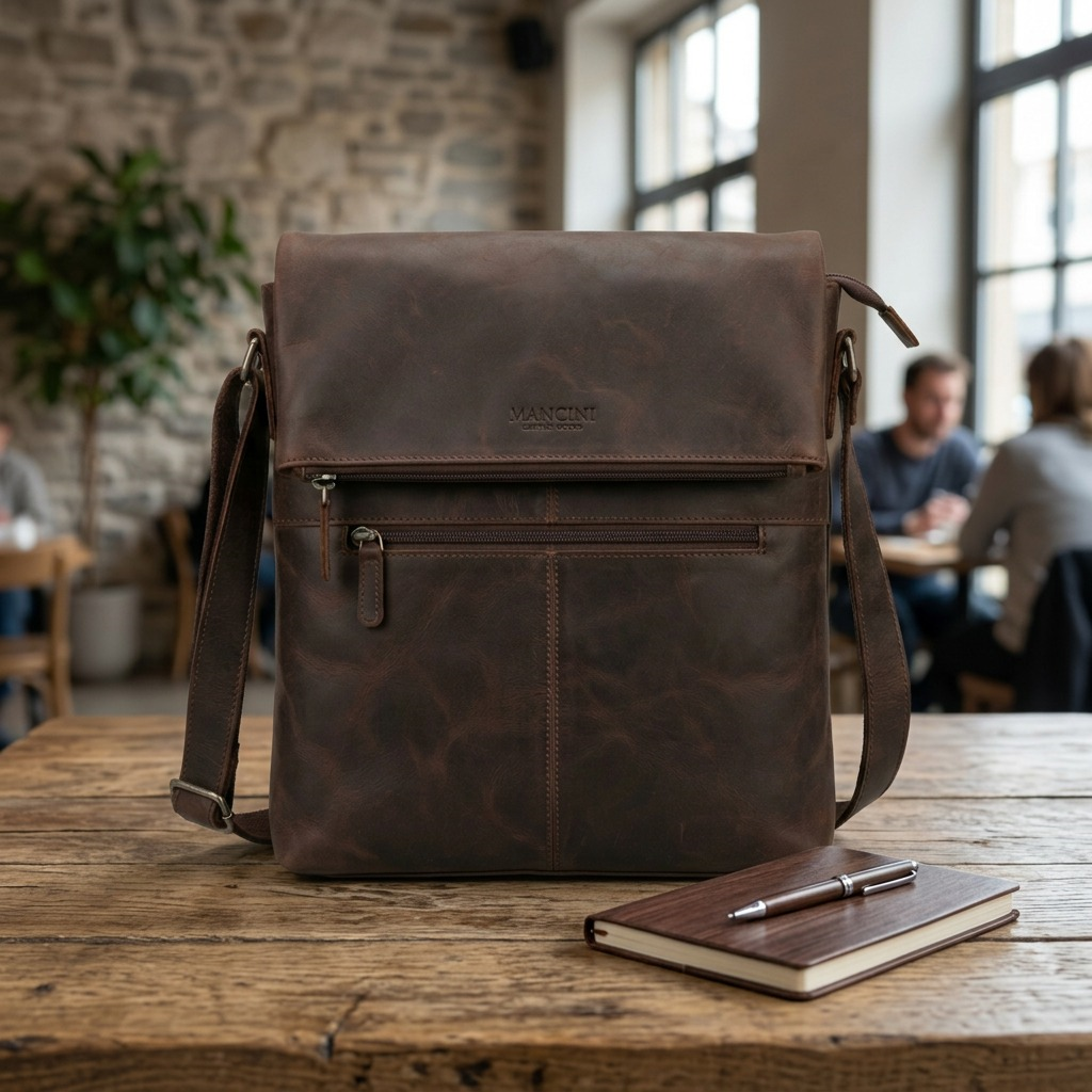 Sac messager Buffalo brun pour portable 12 po – Mancini, référence 99-5463-BROWN