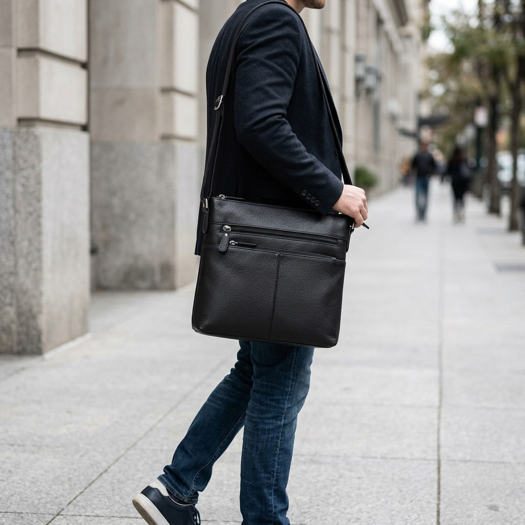 Sac à bandoulière Sheilagh noir avec organisateur – Mancini, référence HBP1089-BLACK