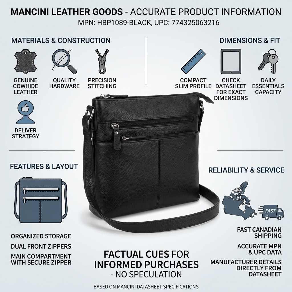 Sac à bandoulière Sheilagh noir avec organisateur – Mancini, référence HBP1089-BLACK