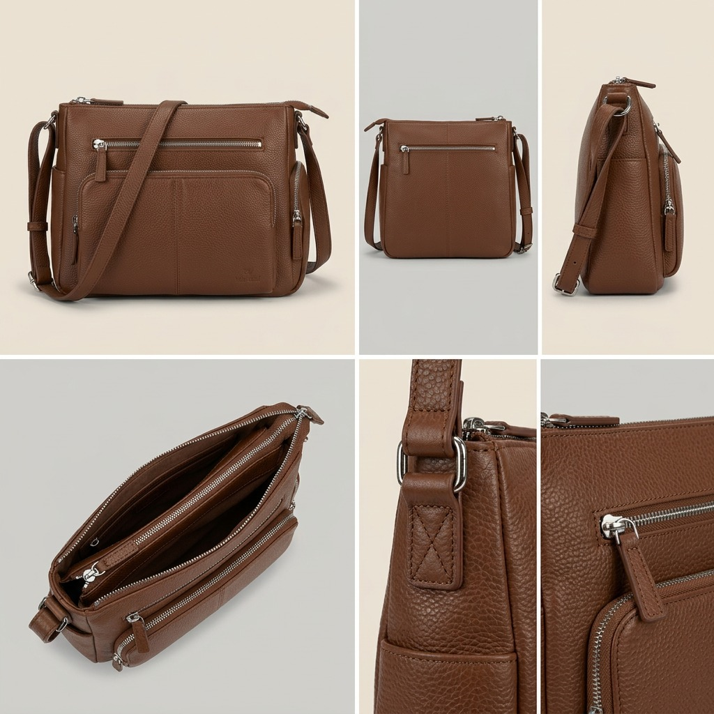 Sac à bandoulière June brun – Mancini, référence HBP1081-BROWN