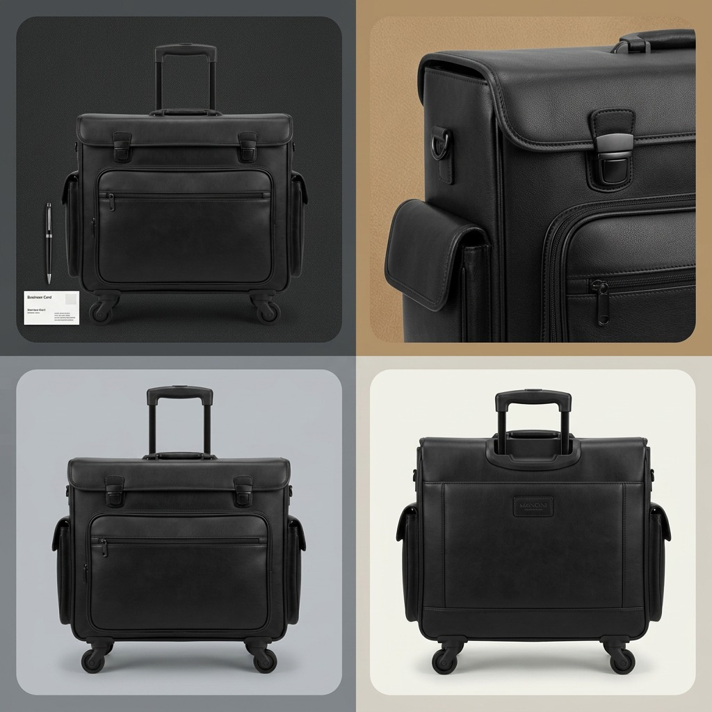 Valise porte-catalogues noire à roulettes – Mancini, référence 90458-BLACK