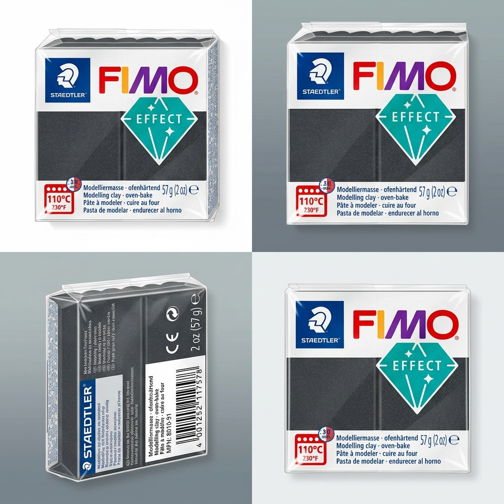 FIMO Effect – Pâte gris métallique 57 g, réf. 8010-91 — vue de l’emballage