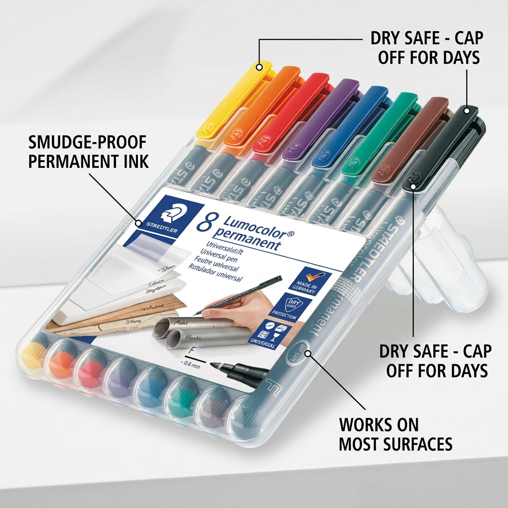 STAEDTLER Lumocolor – 8 marqueurs permanents fins, réf. 318-WP8-10 — vue du produit 6