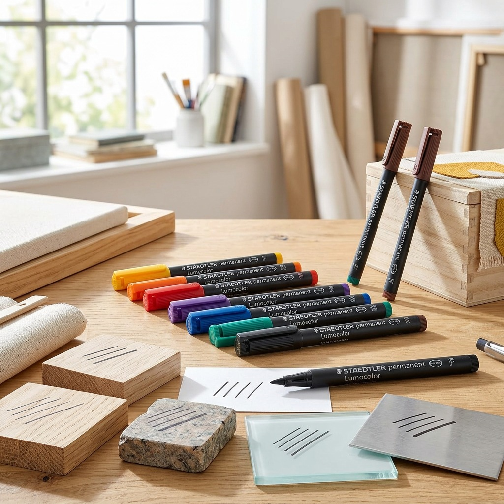 STAEDTLER Lumocolor – 8 marqueurs permanents fins, réf. 318-WP8-10 — gros plan des détails
