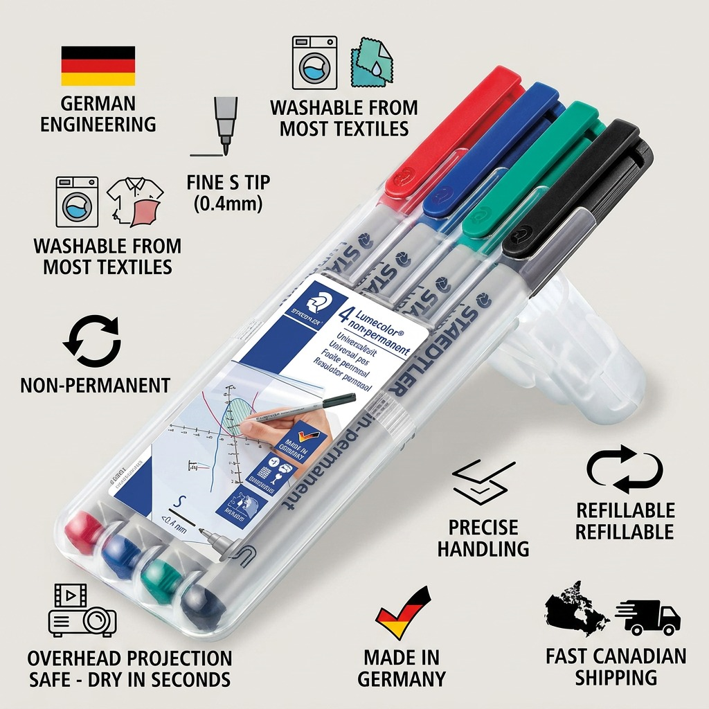 STAEDTLER Lumocolor – 4 marqueurs effaçables superfins, réf. 311-WP4-10 — vue du produit 8