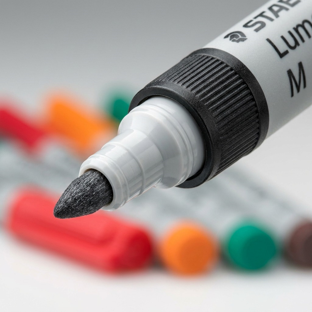 STAEDTLER Lumocolor – 6 marqueurs effaçables moyen, réf. 315-WP6-10 — gros plan des détails