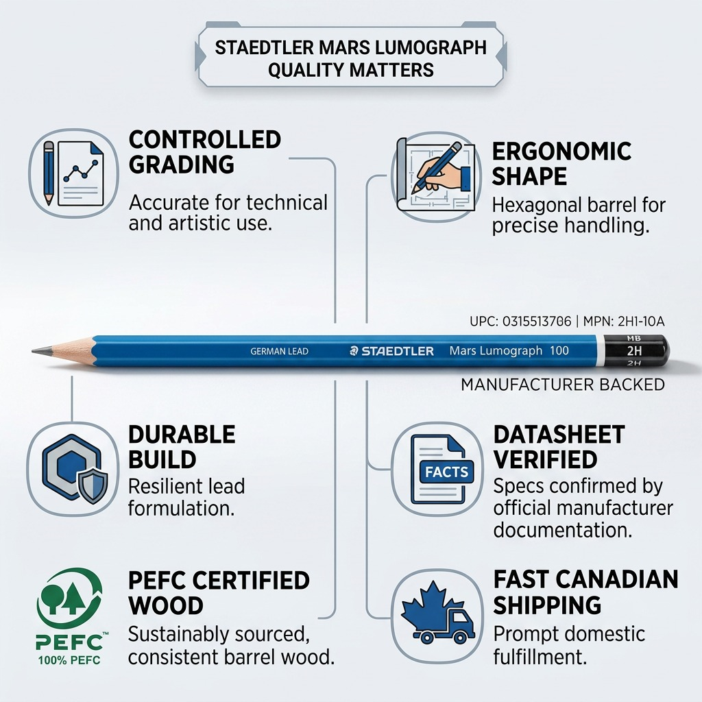 STAEDTLER Mars Lumograph – Crayon graphite 2H, réf. 100-2H-M — vue du produit 8
