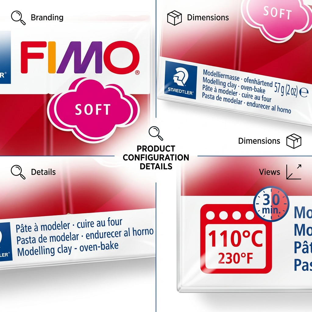 FIMO Soft – Pâte rouge cerise 57 g, réf. 8020-26 — vue 5
