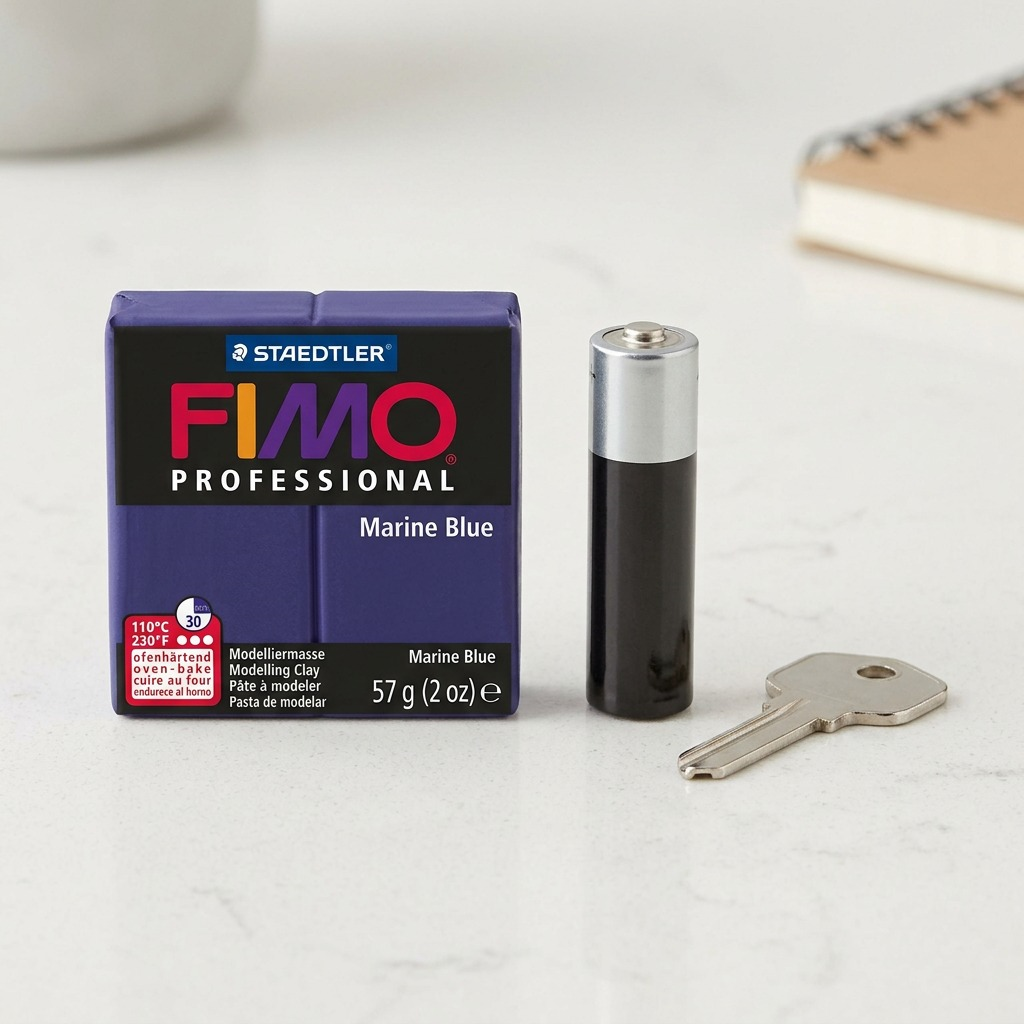 A high-resolution product shot of the STAEDTLER FIMO Professional Marine Blue modelling clay (57g).