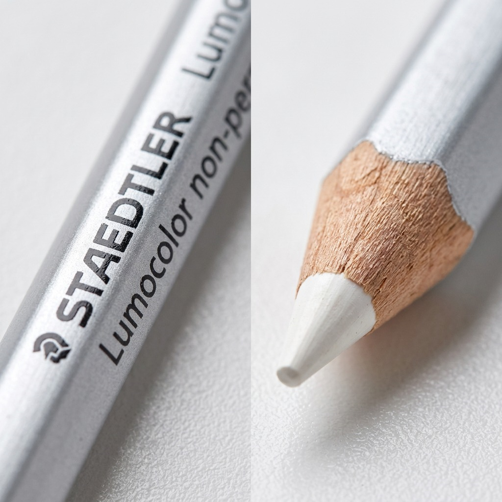 STAEDTLER Omnichrom – Crayon blanc, réf. 108-0-10 — gros plan des détails