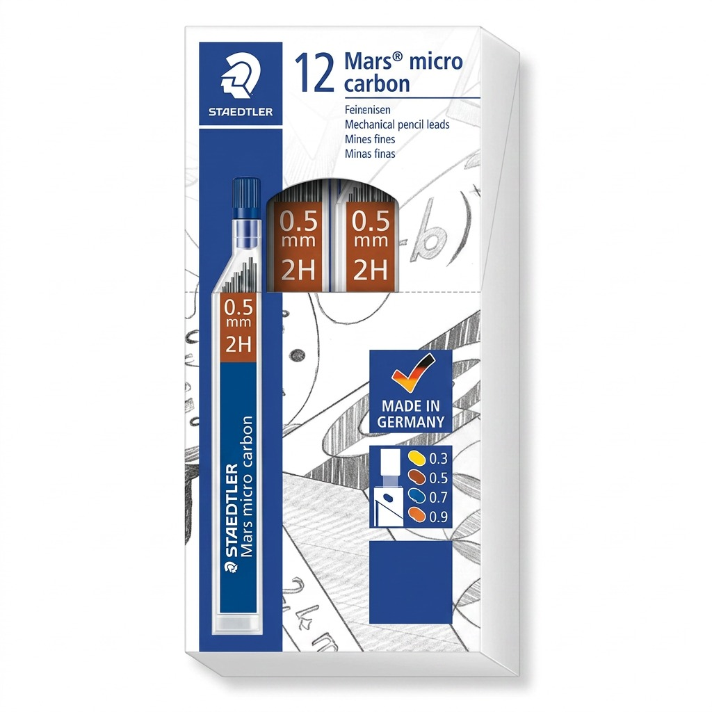 STAEDTLER Mars micro – Mines 0,5 mm 2H, réf. 250-05-2H-02 — vue du produit sur fond clair