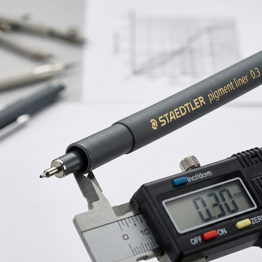 STAEDTLER Pigment Liner – Fineliner noir 0,3 mm, réf. 308-03-9M — gros plan des détails