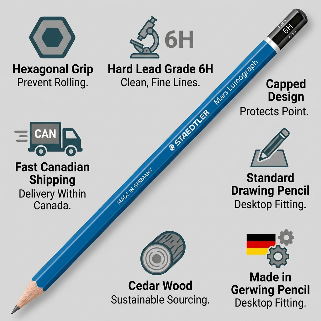 STAEDTLER Mars Lumograph – Crayon graphite 6H, réf. 100-6H-35 — vue du produit 8