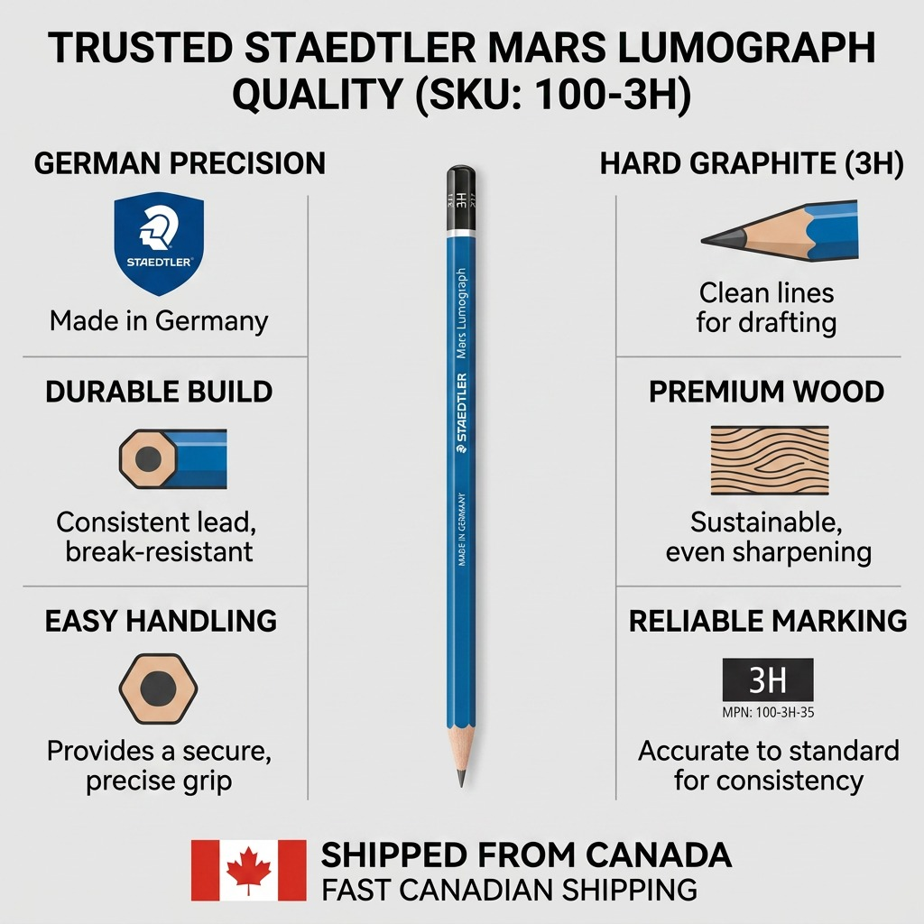 STAEDTLER Mars Lumograph – Crayon graphite 3H, réf. 100-3H-35 — vue du produit 8