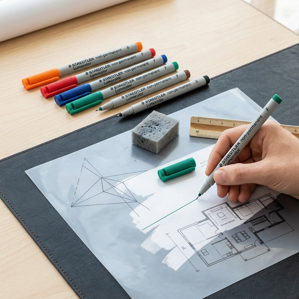STAEDTLER Lumocolor – 6 marqueurs effaçables fin, réf. 316-WP6-10 — gros plan des détails
