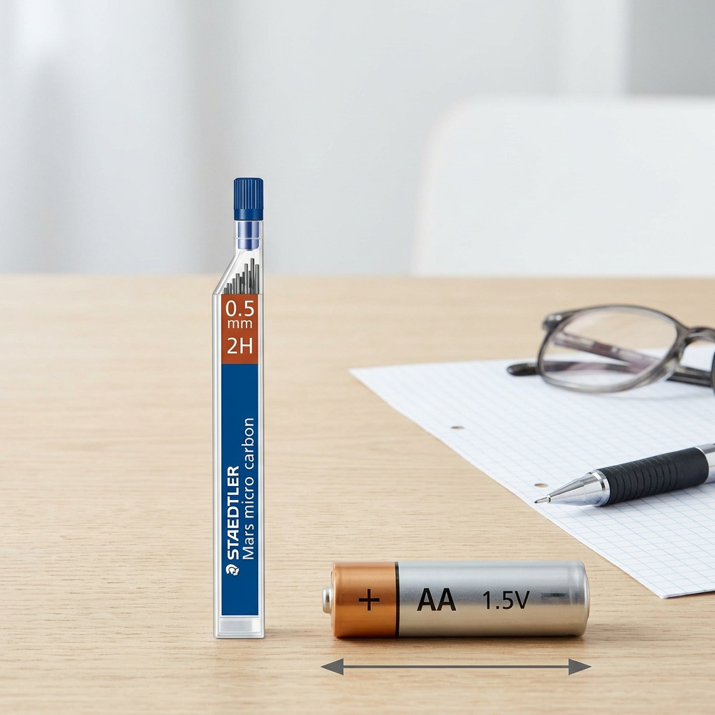 A crisp, high-resolution hero image of the white Staedtler 0.5mm 2H lead tube for Mars micro carbon.