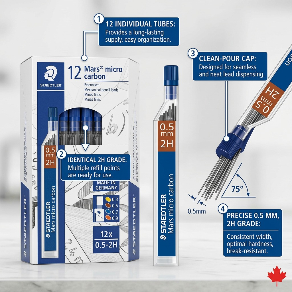 STAEDTLER Mars micro – Mines 0,5 mm 2H, réf. 250-05-2H-02 — vue du produit 6