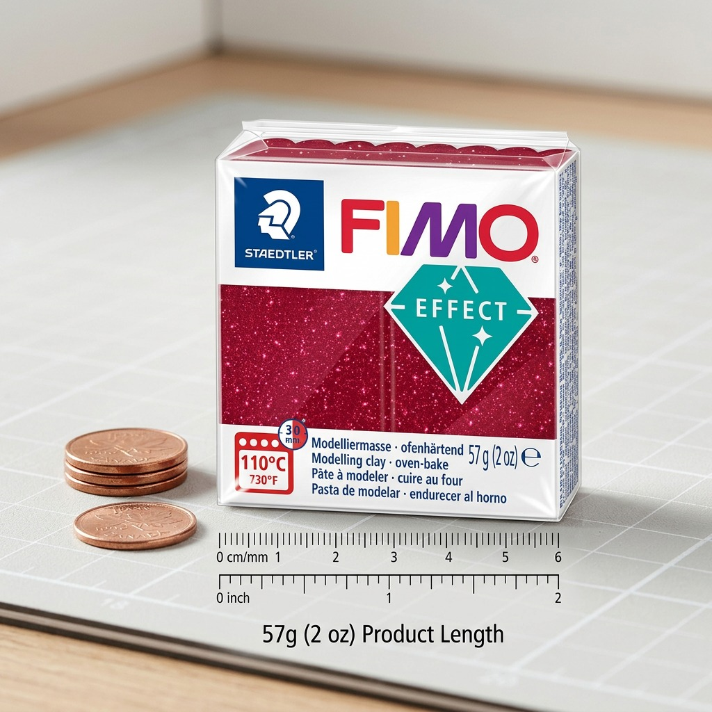 Pure high-resolution hero shot of a single 57g (2 oz) block of STAEDTLER Fimo Effect Galaxy Red modeling clay.