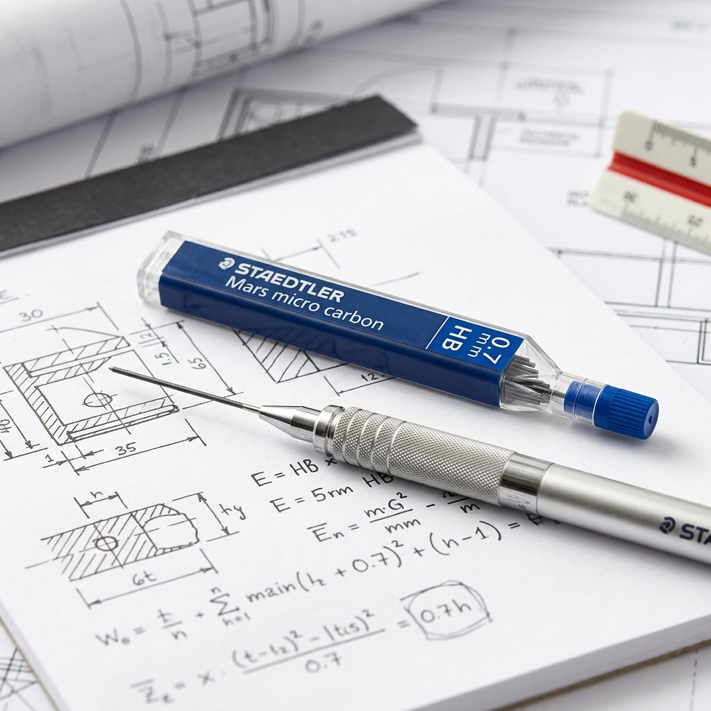 STAEDTLER Mars micro – Mines 0,7 mm HB, réf. 250-07-HB-02 — gros plan des détails