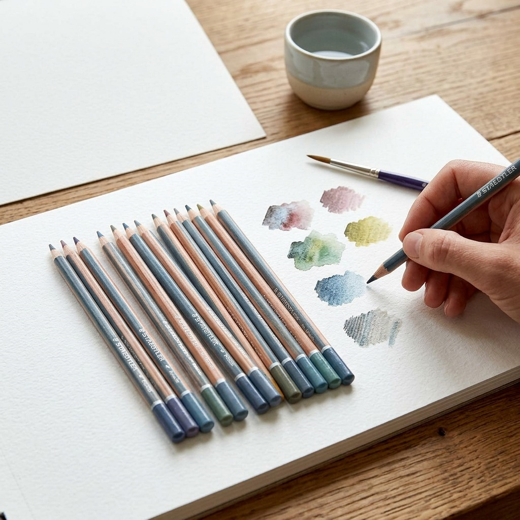 STAEDTLER 12 crayons couleur teintés, réf. 14610T-M12 — gros plan des détails