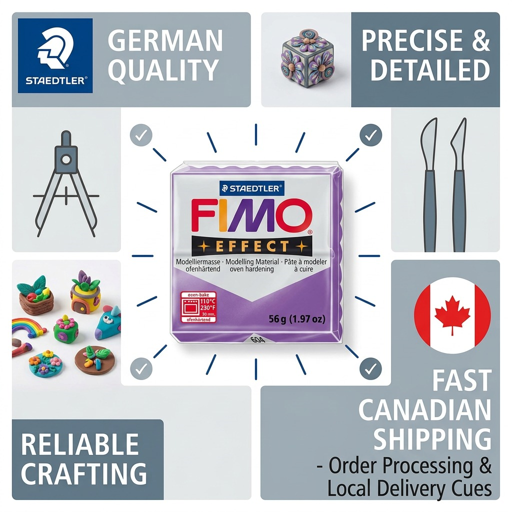 FIMO Effect – Pâte violette 57 g, réf. 8020-604 — présentation en utilisation